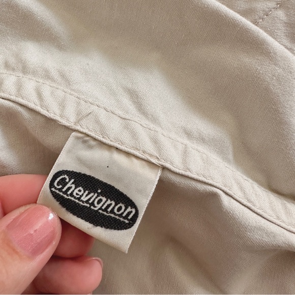 VINTAGE CHEVIGNON CRAFTSMANSHIP BEIGE COTTON BOMBER JACKET EMBROIDERY UNISEX L - Picture 10 of 15